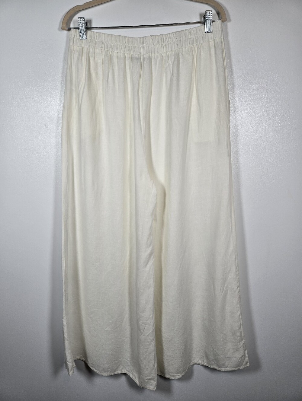 Hunter & Brown Off White Linen Blend Lightweight Wide Leg Pants Size Large - Picture 7 of 13